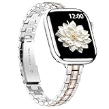 BAITEYOU Narrow Metal Band Compatible with Apple Watch Bands 38mm 40mm 41mm 42mm (Series 11 10), iwatch Stainless Steel Slim Thin Bands Series 9 8 7 SE 6 5 4 3 2 1 for Women, Silver Rose Gold
