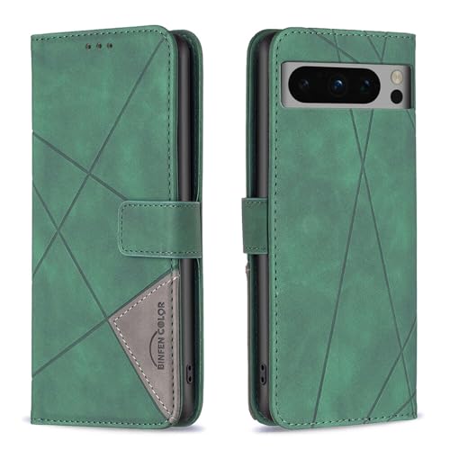 Étui pour Google Pixel 8 cuir vert clapet magnétique de protection