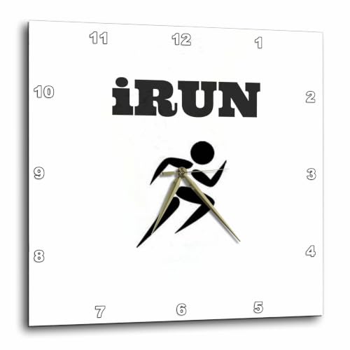 3dRose DPP_172368_3 I Run, Picture of Male Running, Black Lettering Wall Clock, 15 by 15-Inch