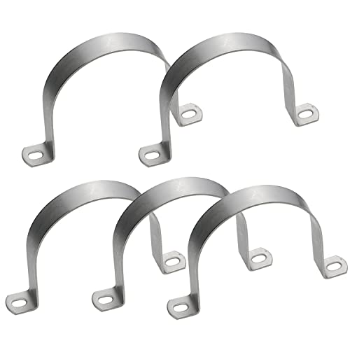 AKIHISA 5 Pcs 4-1/2 Inch Heavy Duty Pipe Strap,2 Hole U-Tube Strap Clamp,Stainless Steel-304 Rigid U-Bracket Pipe Strap,Wire Pipe Cable Clips Fastener (ID 114mm)