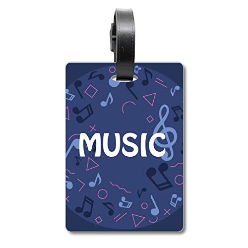 Étiquette de valise ronde musique bleu foncé pour bagages et sacs