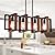 SOGOTING 32" Farmhouse Kitchen Island Lighting Adjustable Dining Room Light Fixtures, 4-Light Rustic Wood and Black Metal Rectangular Chandelier Modern Pendant Lighting for Kitchen Island, Cafe