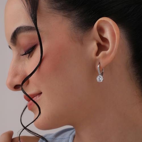 Image of TRUESILVER ACPL 925 Sterling Silver Cubic Zirconia Earrings for Women & Girls | BIS Hallmarked Drop Dangle Leverback Style | Elegant Jewelry Gift for Women