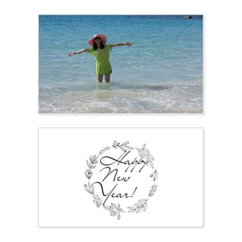 Tarjeta de año nuevo con ilustración de olas de mar para decorar regalos de fin de año