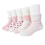 VWU Baby Thick Cuff Cotton Socks 5-pack 7 Color Available Pink 0-6 months 3-6 Months Infant Toddler Socks