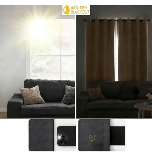 Cortinas opacas con aislamiento térmico y diseño de ojales insonorizadas para un máximo bloqueo de luz, perfectas para dormitorio, sala de estar y cine en casa