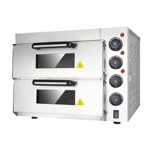 LGXEnzhuo 16 inches Commercial Double-Deck Oven 3KW Electric Stainless Steel Pizza Baking Oven 50℃-350℃(122℉-572℉) Independent Temperature Control 220V