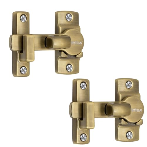 Image of Plantex Door Latch Lock /Door Latch for Bathroom /Bedroom /Balcony /Flip Latch Lock for Door /Chitkani /Baby Latch for Bathroom /Door Stopper - Pack of 2 (Brass Antique)