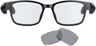 Razer Anzu Smart Glasses (Rectangular, Large Glasses) -Audio Glasses with Blue Light/UV Protective Lenses (Low Latency, Intergrated Mic and Speakers, Touch Enabled, IPX4 Water Ressistant) Black