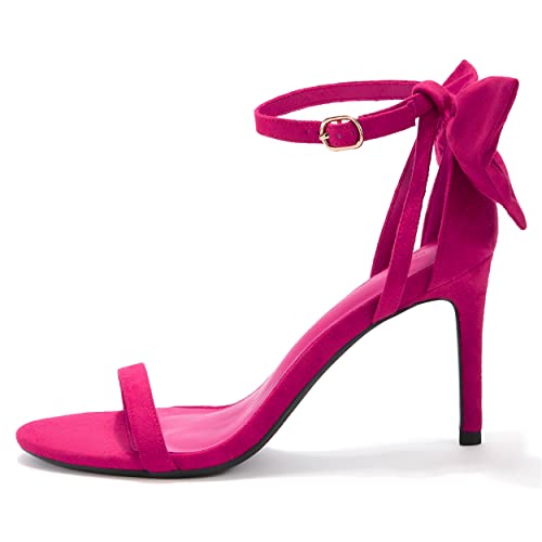 Image of Coutgo Womens Ankle Strap High Heels Open Toe Stiletto Bow Tie Knot Heeled Sandals Fashion Wedding Dress Pump Shoes