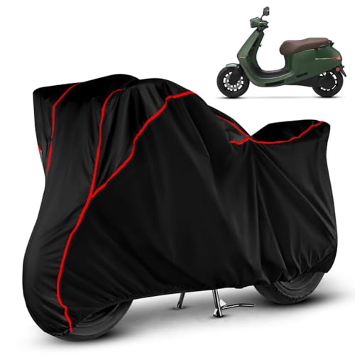Image of Heavy Duty Waterproof Scooty Cover for Ola S1 Pro | All Weather Protection from Rain, Dust, Sun & Scratches | Universal Fit for All Bike & Scooty | Black Red Piping | S1 Pro Scooty Cover