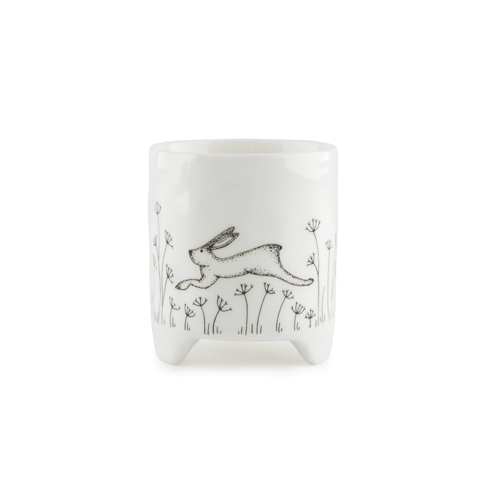East Of India White Porcelain Indoor Hare Flower Pot Small Planter Home Decor Little Plant Pot