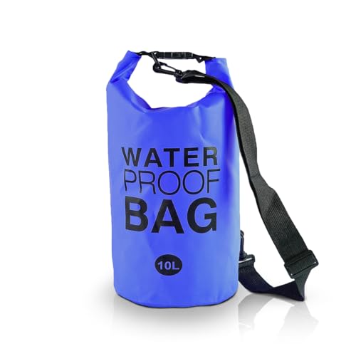 Bolsa Saco Estanque à Prova D'água 10L Alça Ajustável para Piscina Praia e Mergulho Impermeavel PVC (Azul)