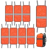 Hlimior 8 PCS Blaze Orange Safety Panel Blaze Orange Mesh Safety Panel with Reflective Strips Lightweight High Visibility Hunting Panel for Hiking Camping Biking (8)