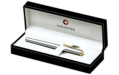 Sheaffer Agio Fountain Pen Brushed Chrome Plate Featuring Gold Tone Trim: Fine Nib #TOP23