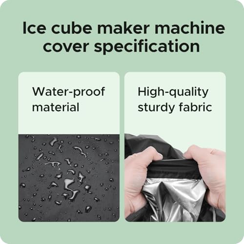 Image of Ice Maker Cover for Kilig H01B Countertop, Dustproof & Waterproof Cover for Portable Ice Cube Maker Machine - Polyester Material - Black