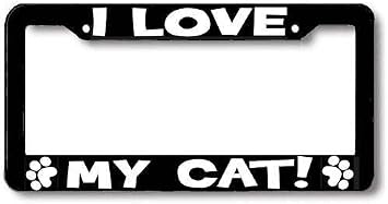 I Love My CAT Paw Print License Plate Frame