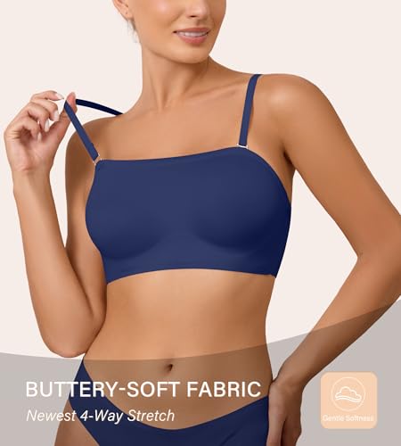 Image of DEANGELMON Strapless Bras for Women Non-Slip Silicone Bandeau Seamless Tube Top Bralette Comfy Non Padded Stretchy Stylish