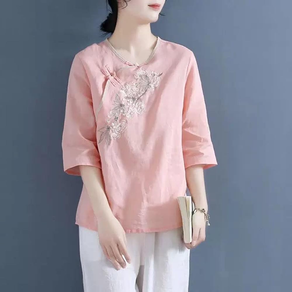 トップス 70s- euro china shirt Amazon.com: XJRJ Chinese Style Retro Top Embroidered Cotton