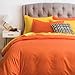 SUSYBAO Orange Duvet Cover Queen 100% Cotton 3 Pieces Set 1 Burnt Orange Duvet Cover with Zipper Ties 2 Pillow Shams Vibrant Color Neutral Bedding Set Soft