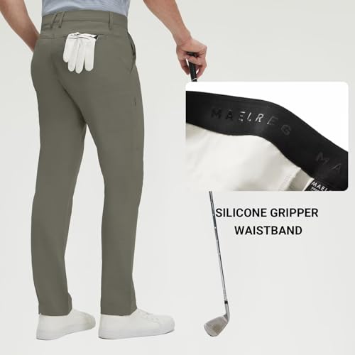 M MAELREG Mens Golf Pants Lightweight Water-Resistant Quick Dry Casual Pants 30"/32"/34" Stretch Work Dress Comfy Trousers — view 3