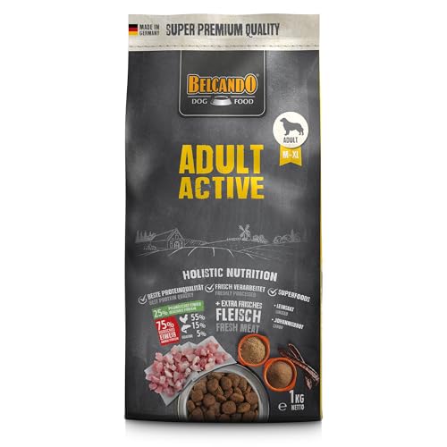 Belcando Adult Active Hundefutter | Trockenfutter für aktive Hunde & Sporthunde | Alleinfuttermittel für ausgewachsene Hunde ab 1 Jahr (1 kg neu)