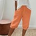 Shusuen Bermuda Shorts for Women Knee Length High Waist Palazzo Cotton Linen Casual Pants with Pocket Summer Beach Vacation（2-Orange,Large）
