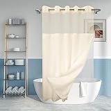 No Hook Slub Textured Shower Curtain with Snap-in PEVA Liner Set - 71" x 74"(72"), Hotel Style Cream