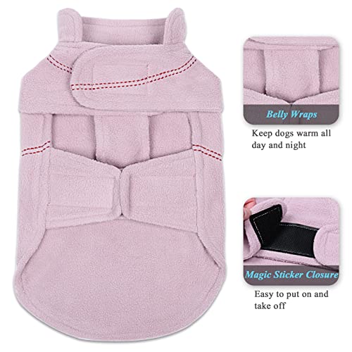 VIVAGLORY Softpad Wintermantel Hund, Hundemantel Fleecemantel Hund, Fleecejacke mit Bauchschutz, Fleece Reflektierend Verstellbar Softshell, M, Rosa
