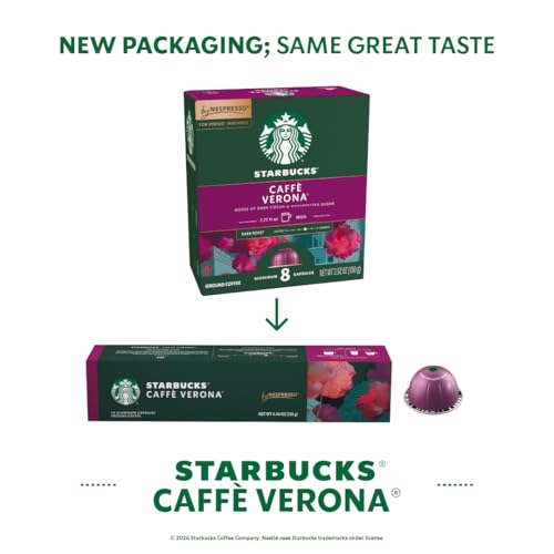 Image of Starbucks by Nespresso Vertuo, Caffe Verona Dark Roast Coffee, 30-count Coffee Pods, Brews 7.8 oz.