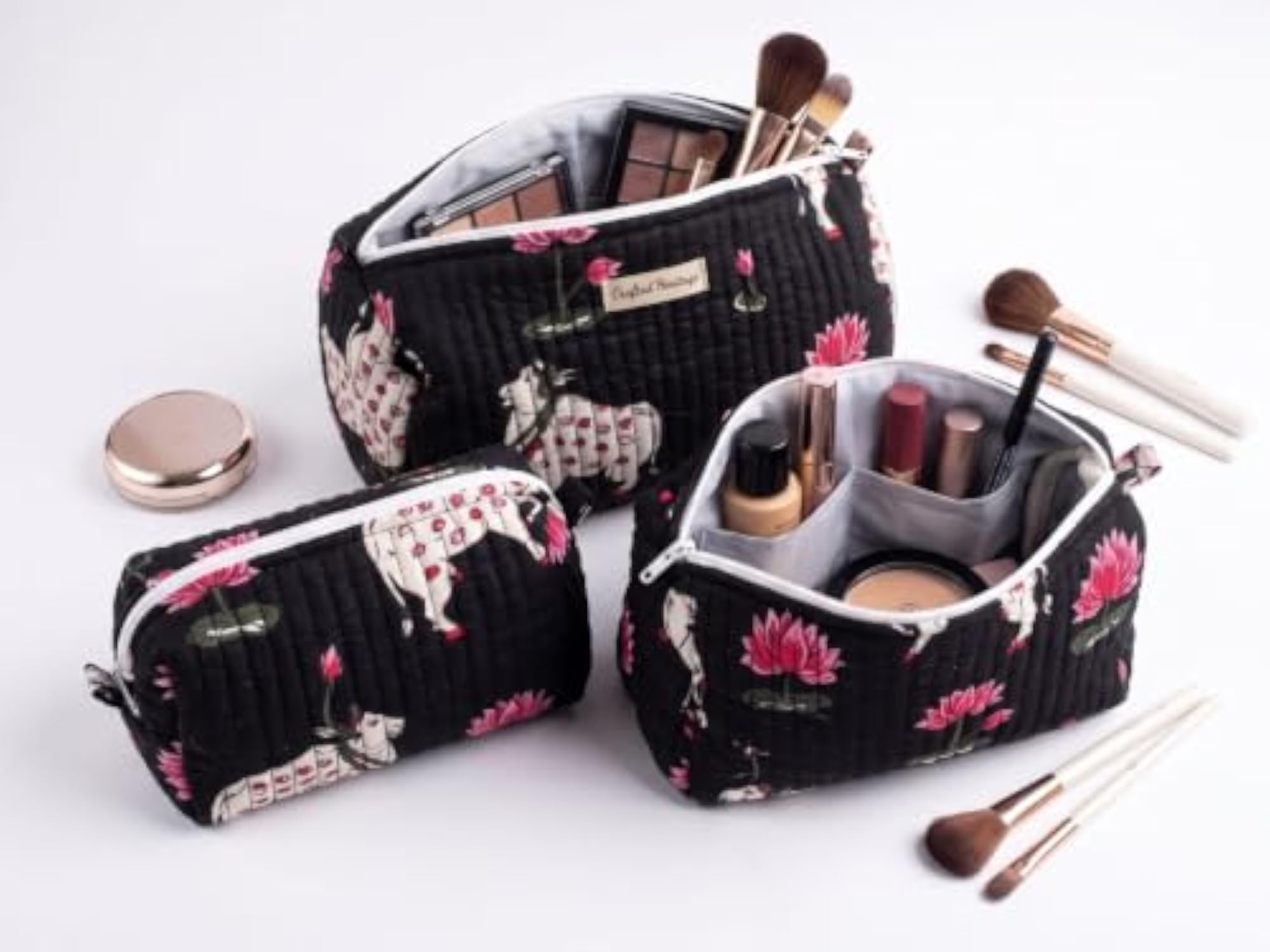 Set of 3 Multipurpose Pouches, Pure Cotton