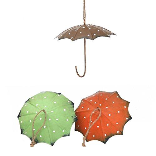 Dio Porte-boules de graisse parapluie en métal 3 couleurs vert orange marron avec pois blancs Prix pour 3 pièces