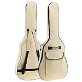 Acoustic Guitar Bag 40 41 Inch, Guitar Gig Bag, Double Shoulder Adjustable Straps Guitar Case, Waterproof Soft Guitar Backpack Large Capacity Pocket for Acoustic Classical Guitar, Ideal Gift, Beige