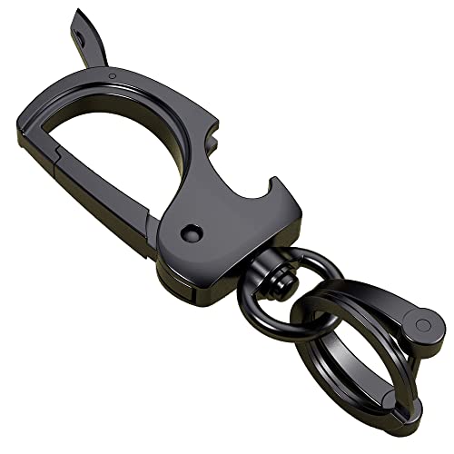 Juedarli Metal Multifunctional Car Key Chain,Bottle Opener,Package Opener,Car Keys Holder Carabiner With Two Key Rings For Men And Women (Black) #TOP2