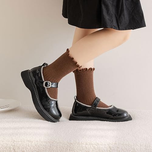 Socks for Girls 5-Pack Cute Fashion Soft Uniform for School Durable and Breathable Comfortable Cotton Warm Crew Sock4
