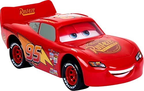 Image of Mattel Disney Pixar Cars Moving Moments Lightning McQueen - Toy Car with Movable Facial Expressions, Large Format, for Children from 4 Years, HPH64 | 7 inch long toy car with facial expressions including eye & mouth movements