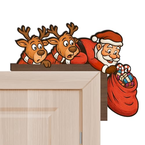 Happirra Türschmuck Weihnachten aus Holz, Weihnachtsdeko Tür Rentier...
