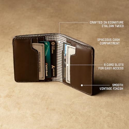 Image of Theater 1705 Men's Wallet | Slim Faux Leather Bi-Fold Wallet for Men with Multiple Card Slots & Cash Compartments | Everyday Minimal Wallet
