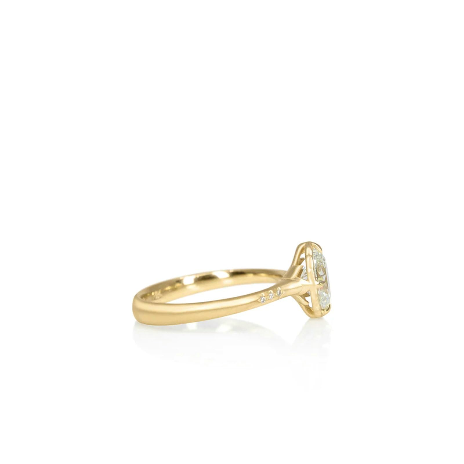 Anillos simples de oro amarillo de 9 quilates, 14 quilates, 18 quilates, oro de 14 quilates, 4 puntas, moissanita de 2 quilates