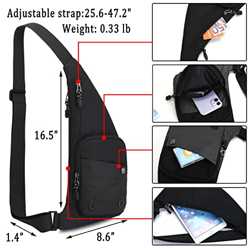 Caisang Sling Bag Slim Crossbody Personal Pocket Chest Bag Anti-Thief Shoulder Bag Backpack Casual Daypack Fanny Pack For Travel Hiking #TOP4