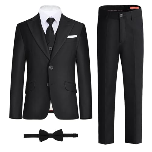 Plavict Boys Formal Suit Slim Fit for Boys Wedding Ring Bearer Outfit with Adjustable Waist