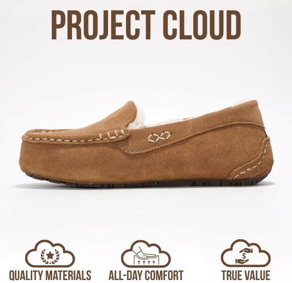 Project Cloud 100% Genuine Leather Slippers for Women - Fur Lined Outdoor Slippers for Women Footwear with Memory Foam - Stylish Womens Moccasin (Cathi) - Image 4