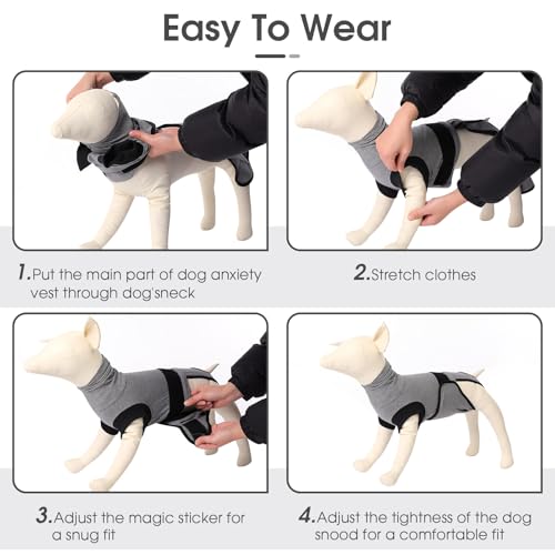 Image of Queenmore Dog Recovery Suit, Soft Dog Surgery Suit for Female Male Dogs,Comfy Pet Surgery Recovery Suit,Anxiety Relief Calming Vest with Ear Muffs,Grey,M