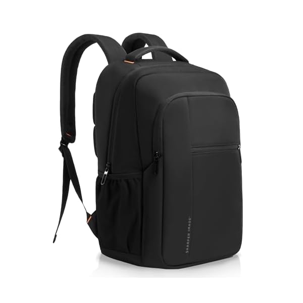 Sharper Image Laptop Backpack for Men,Women, 35L Water Resistant Computer Bag for Work Business Travel, Heavy Duty College School Backpacks, Fits 16” Laptops/Notebook, Black (Signature Collection)