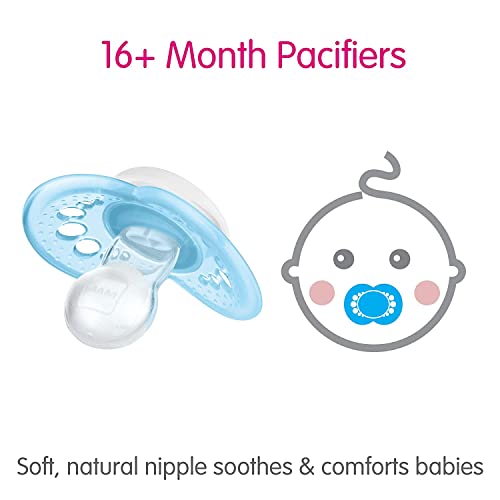 Image of MAM Original Matte Baby Pacifier, Nipple Shape Helps Promote Healthy Oral Development, 2 Pack, Girls, 16+ Months