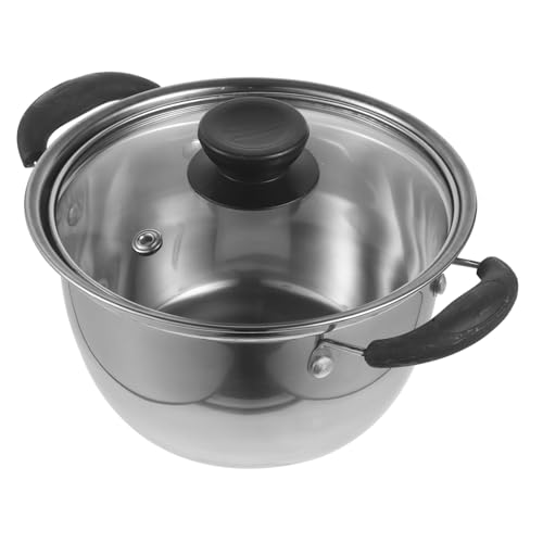 Imagen de Ciieeo Olla de Sopa Acero Inoxidable 16 Cm con Dos Asas Doble Capa Resistente para Cocina Gas y Eléctrica Utensilios de Cocina Hogar con Tapa Multifunctional para Sopas y Estofados