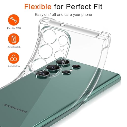 Image of BOXXO Flexible Back Cover for Samsung Galaxy S24 Ultra 5G | Back Cover Transparent Clear Shockproof Case Four Corner Protection | Slim Protective Mobile Phone Cover for Samsung S24 Ultra 5G