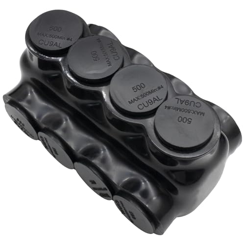 4AWG-500Kcmil Insulated 4 Port Inline Splice Connector Black Wire Connectors,Allen Hex 3/8" Insulated Cable Connectors Pre-Loaded Oxide Inhibitors,UL Listed(1pcs)