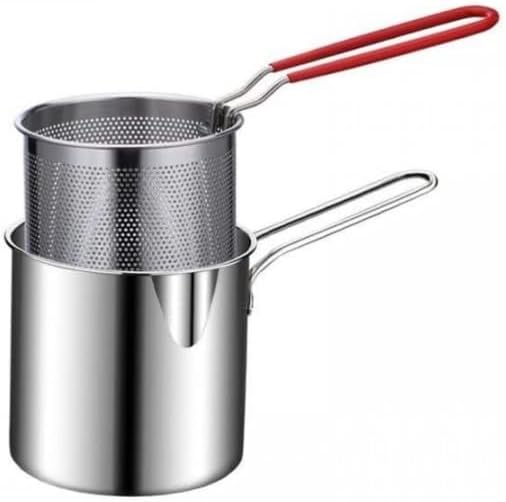 Stainless Steel Deep Fryer Pot with Basket | Heavy Duty Fry Bath | Kitchen Cooking Oil Fryer with Removable Basket | Durable Oil Fry Pot for Home & Restaurant Use