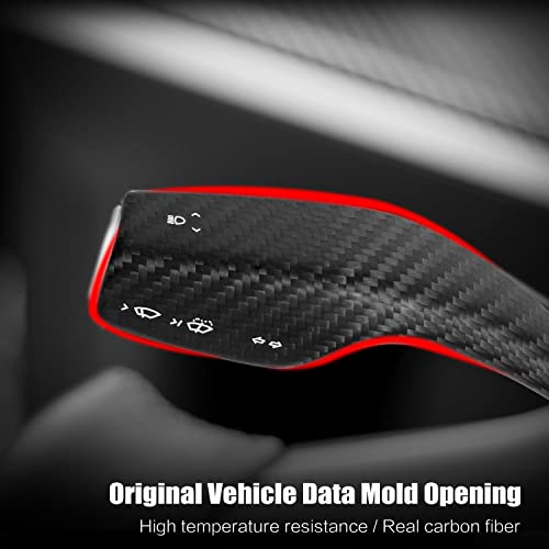 Tslaucay Tesla Model 3/Y Gear Shift Cover 2 Pcs Model 3&Y Carbon Fiber Steering Lever Cover Tesla Gear Lever For Model 3/Y -2017-2023 Interior Protection Lever Cover Accessories-Matte Black #TOP3